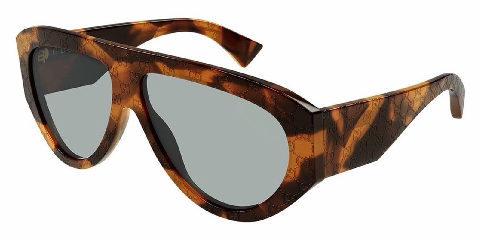 Gucci Gg2128s 003 Havana Green Gg Monogram Unisex Sunglasses Large Authentic